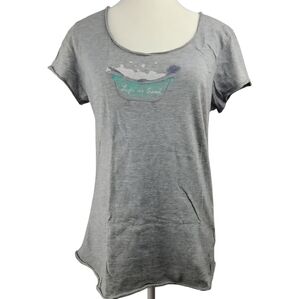Life is Good Smooth Tee women's gray short sleeve casual t-shirt, sz M (PTP 18")
